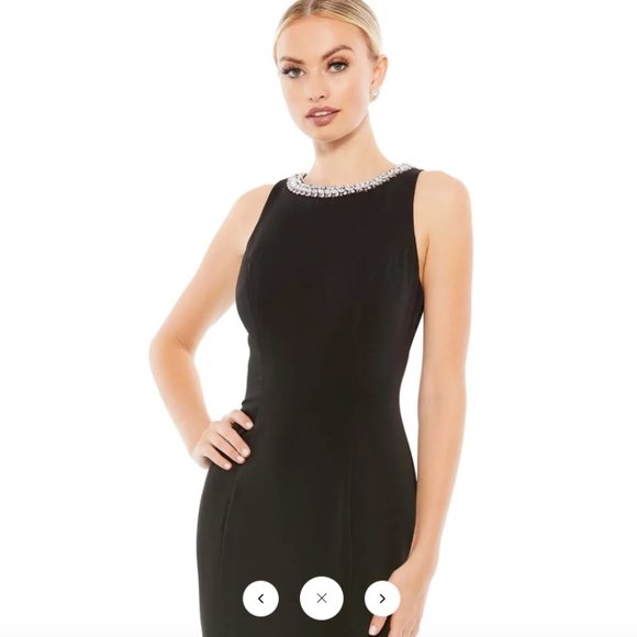 MAC DUGGAL 4903 EMBELLISHED NECK TRUMPET BLACK GOWN SZ 6 - Picture 4 of 10